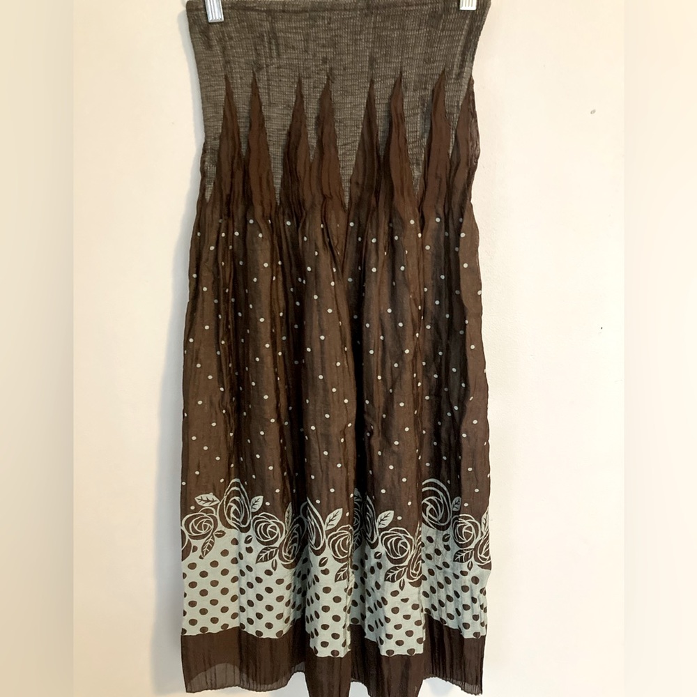 Anthropologie Lapis Skirt Strapless Dress smocked One size S M brown